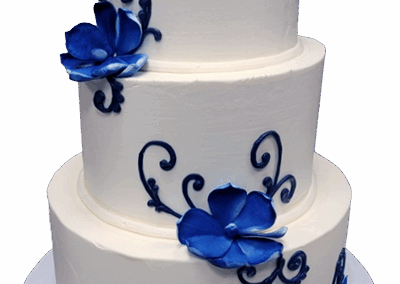 three-tier-wedding-cake-with-blue-flowers-temecula-bakery